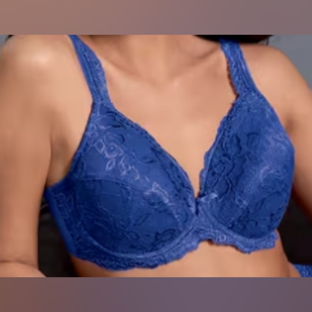 Full Figure Maximum Support Lace Bra by Midnight Velvet NWoT Blue 40DD9